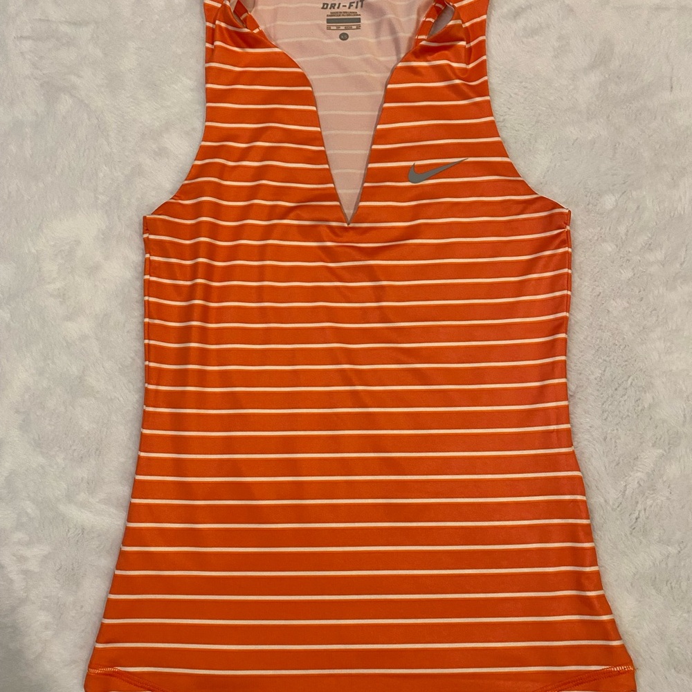 Nike Women's Striped Orange Tank Top